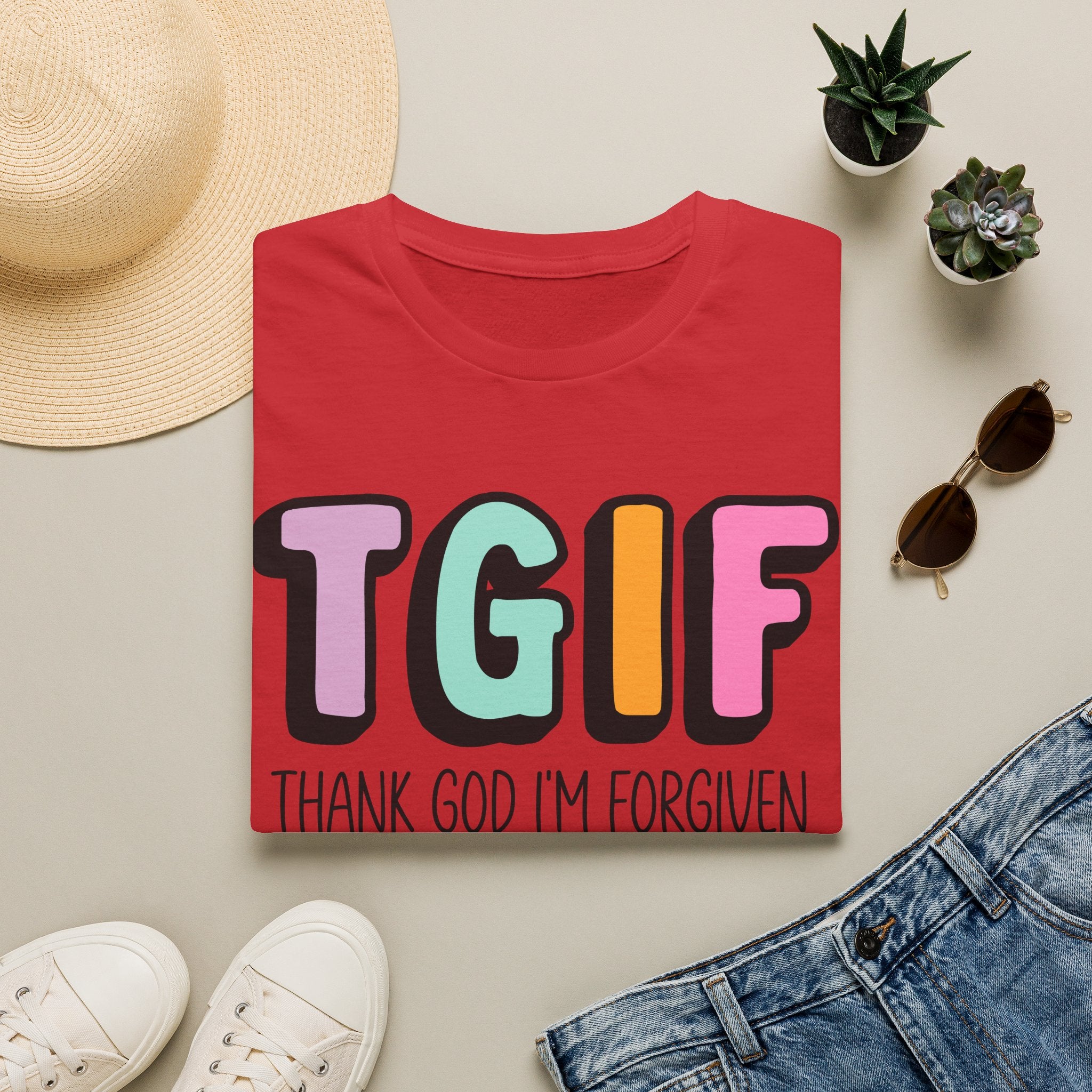 TGIF "Thank God I’m Forgiven" T-Shirt — Colorful Christian Faith Tee