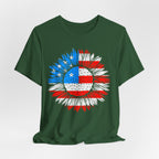 American Flag Sunflower T-Shirt — Patriotic USA Floral Tee for 4th of July