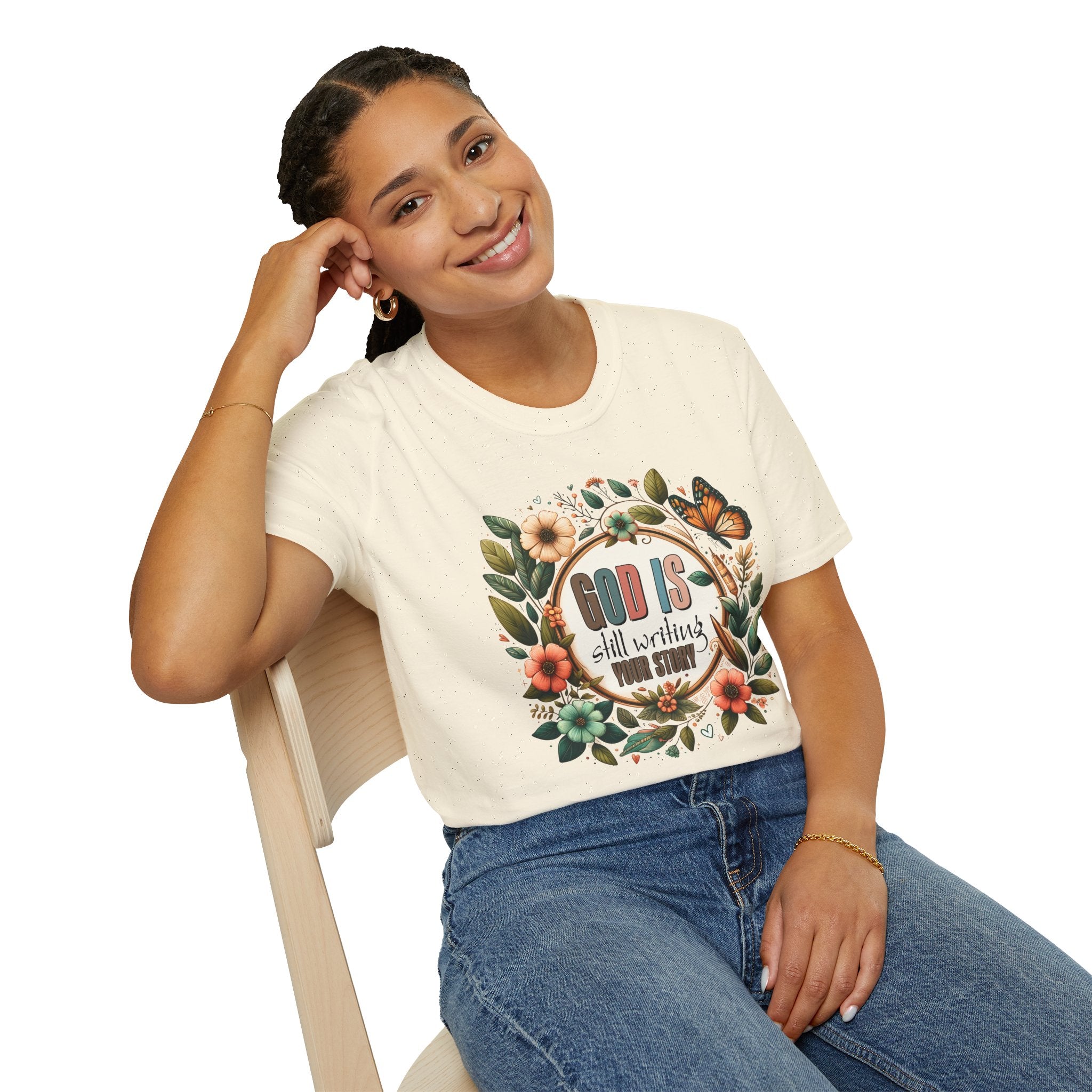 Inspirational T-Shirt — "God Is Still Writing Your Story" Floral Faith Tee
