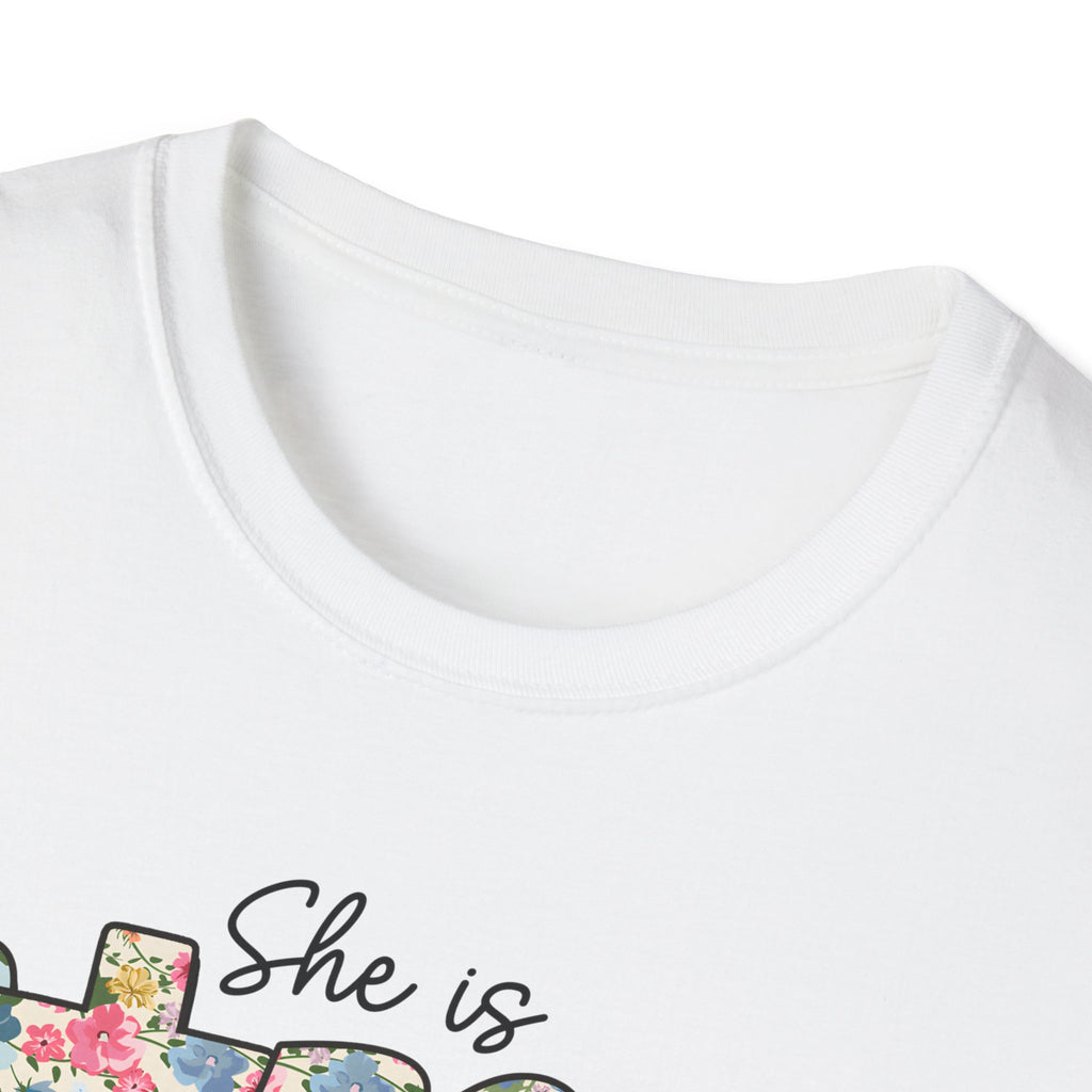 She Is Strong Floral T‑Shirt — Proverbs 31:25 Inspirational Women’s Tee