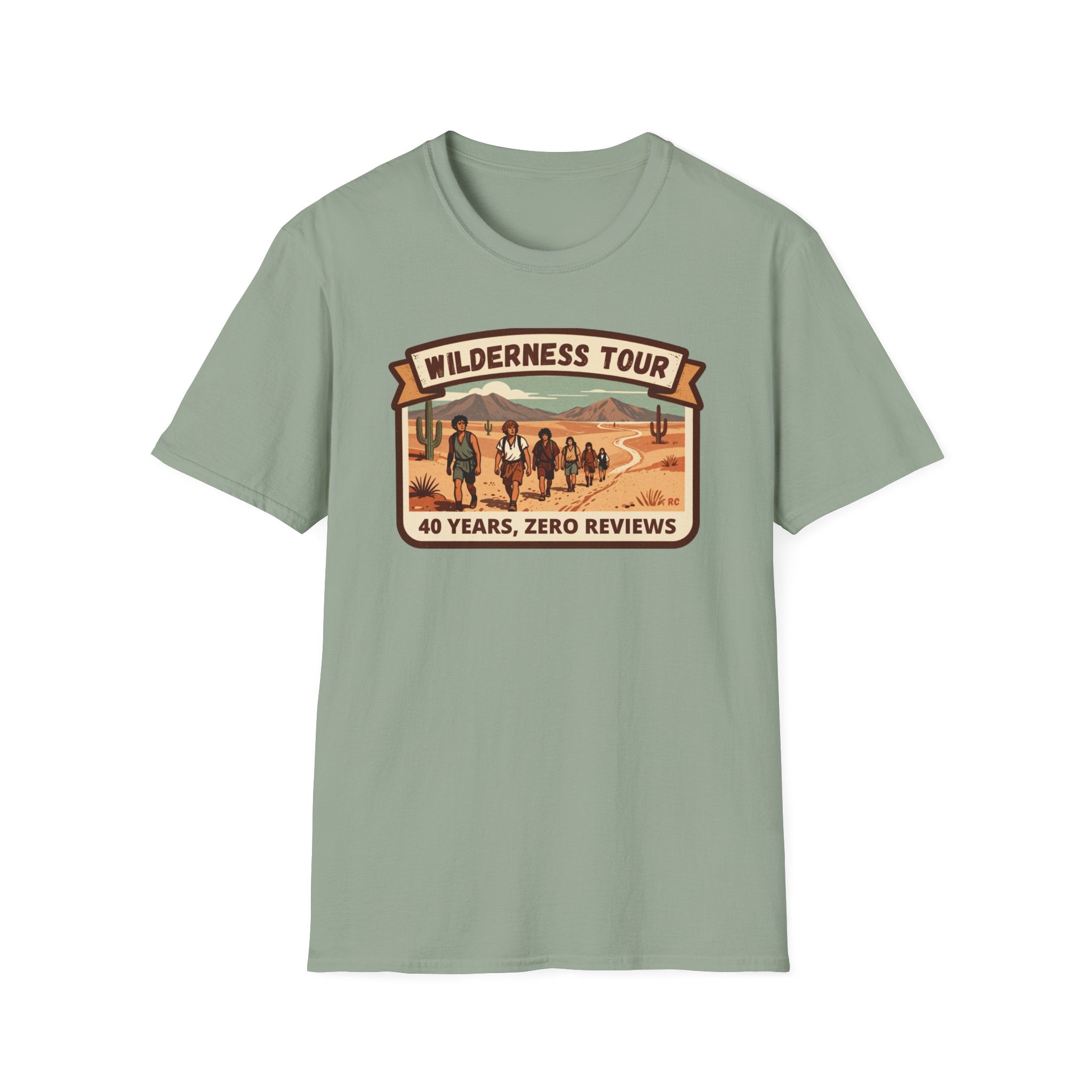 Wilderness Tour T‑Shirt — "40 Years, Zero Reviews" Vintage Desert Adventure Tee