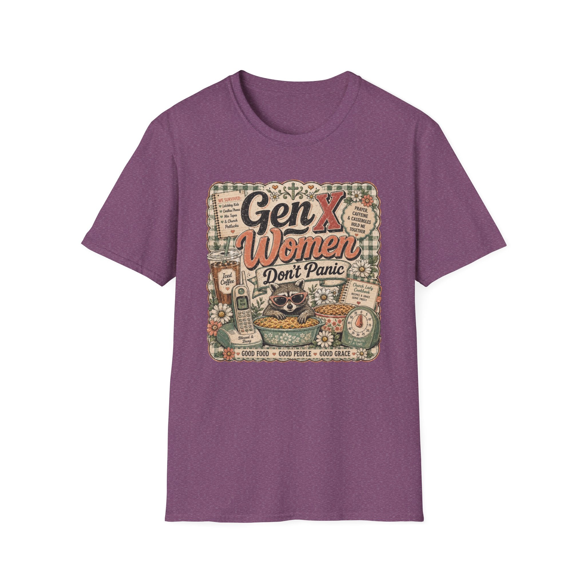 Gen X Women Don't Panic T-Shirt — Retro Raccoon Vintage Graphic Tee