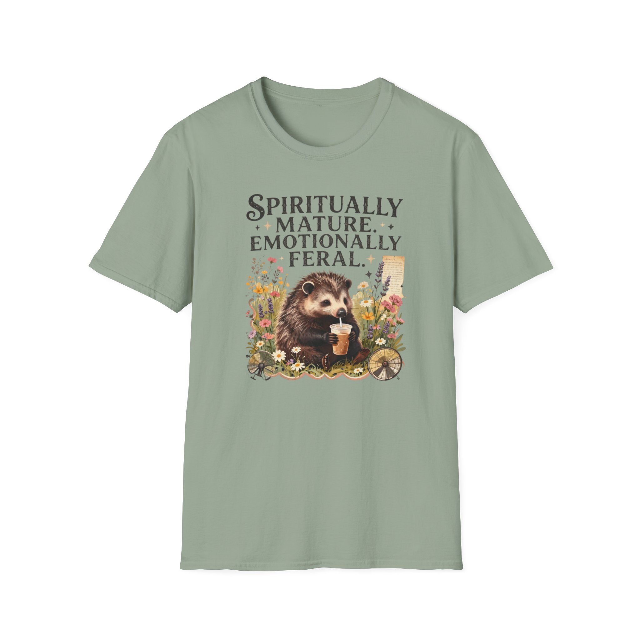 "Spiritually Mature, Emotionally Feral" Hedgehog Graphic Tee