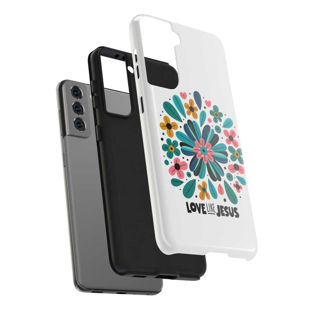 Tough Phone Case — “Love Like Jesus” Floral Christian iPhone Case