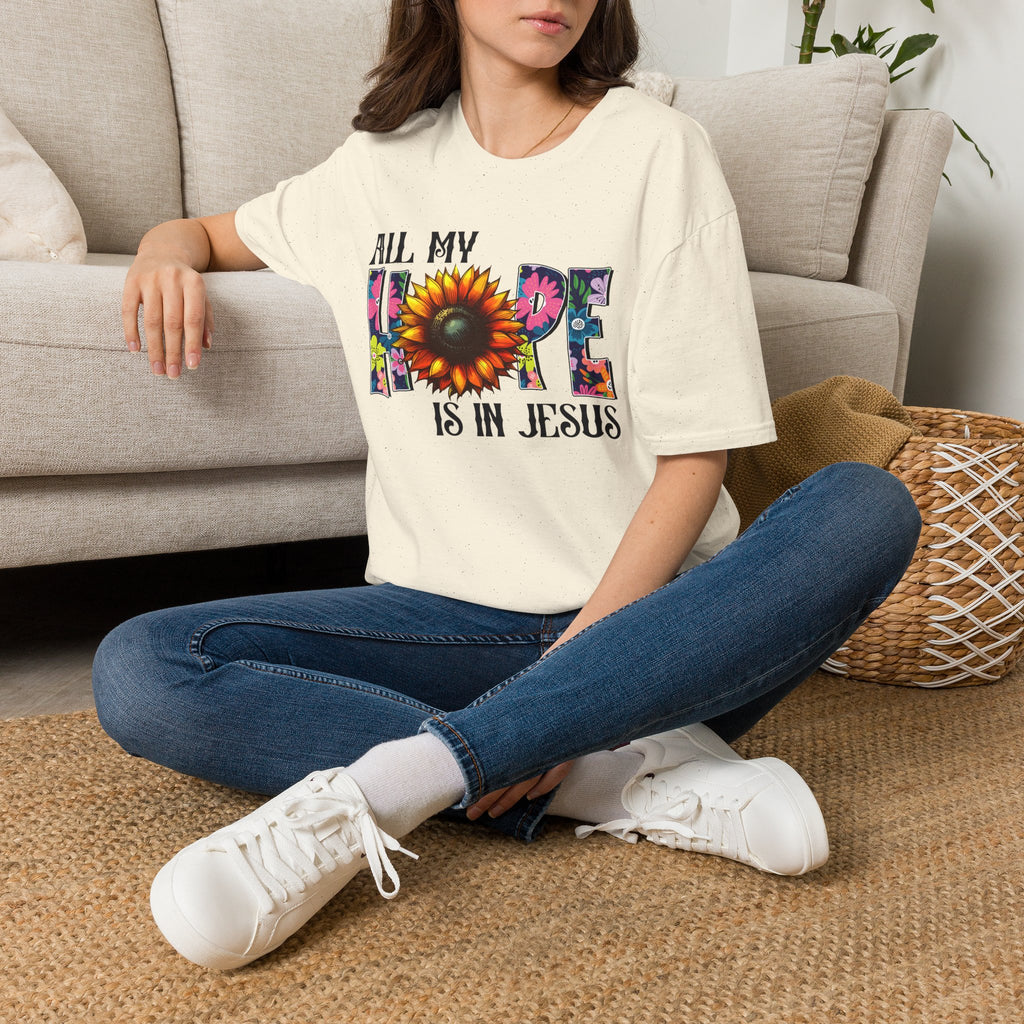 Faith T-Shirt — “All My Hope Is In Jesus” Sunflower Floral Design