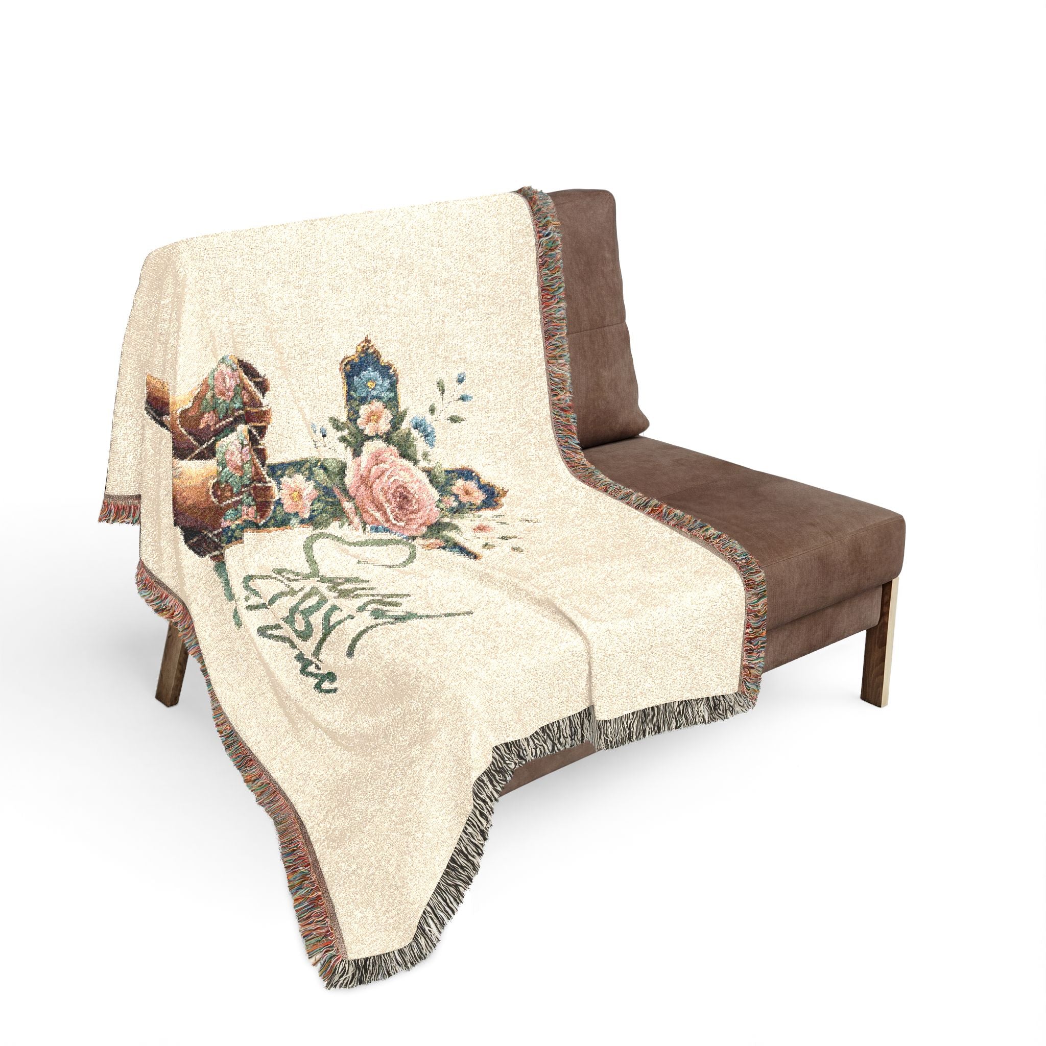Saved By Grace Woven Blanket — Floral Cross & Cowboy Boots Throw