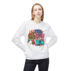 God Blessed the USA Crewneck Sweatshirt — Patriotic Christian American Flag Design