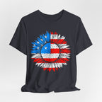American Flag Sunflower T-Shirt — Patriotic USA Floral Tee for 4th of July