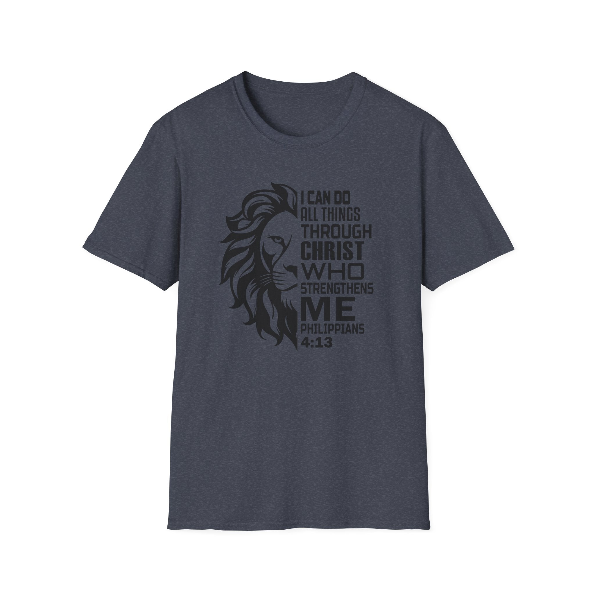 Philippians 4:13 Lion T-Shirt – "I Can Do All Things Through Christ" Christian Tee