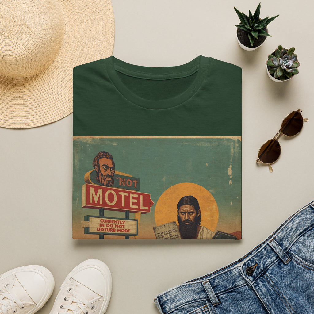 Desert Motel Graphic T‑Shirt — Vintage Roadside Jesus Art Tee