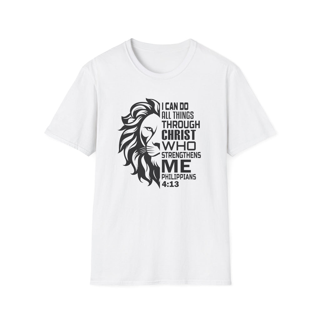 Philippians 4:13 Lion T-Shirt – "I Can Do All Things Through Christ" Christian Tee