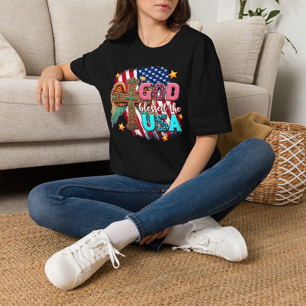 God Blessed the USA T-Shirt — Patriotic Christian Flag Tee