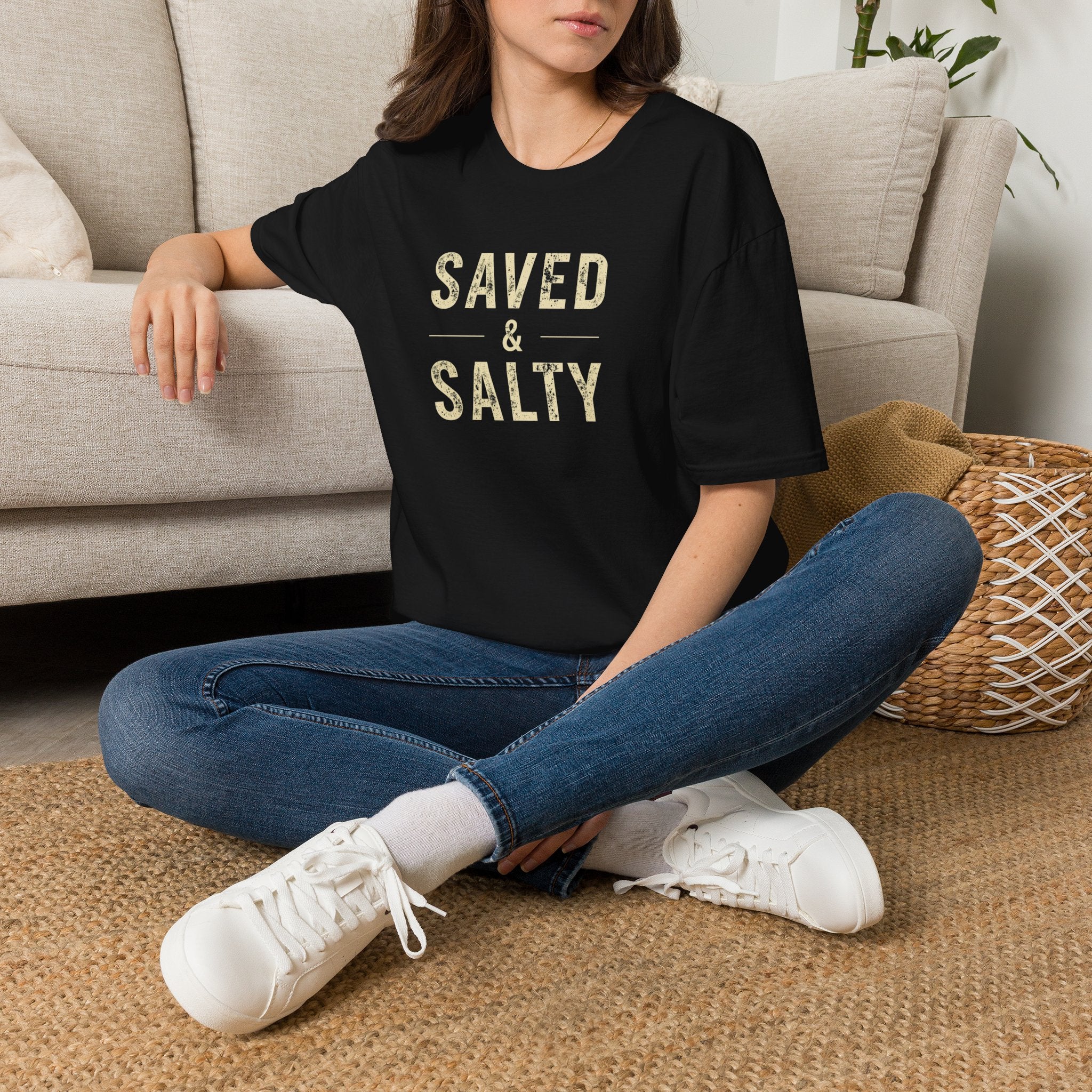 Saved & Salty T‑Shirt — Christian Beachy Faith Graphic Tee