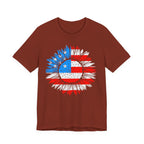 American Flag Sunflower T-Shirt — Patriotic USA Floral Tee for 4th of July