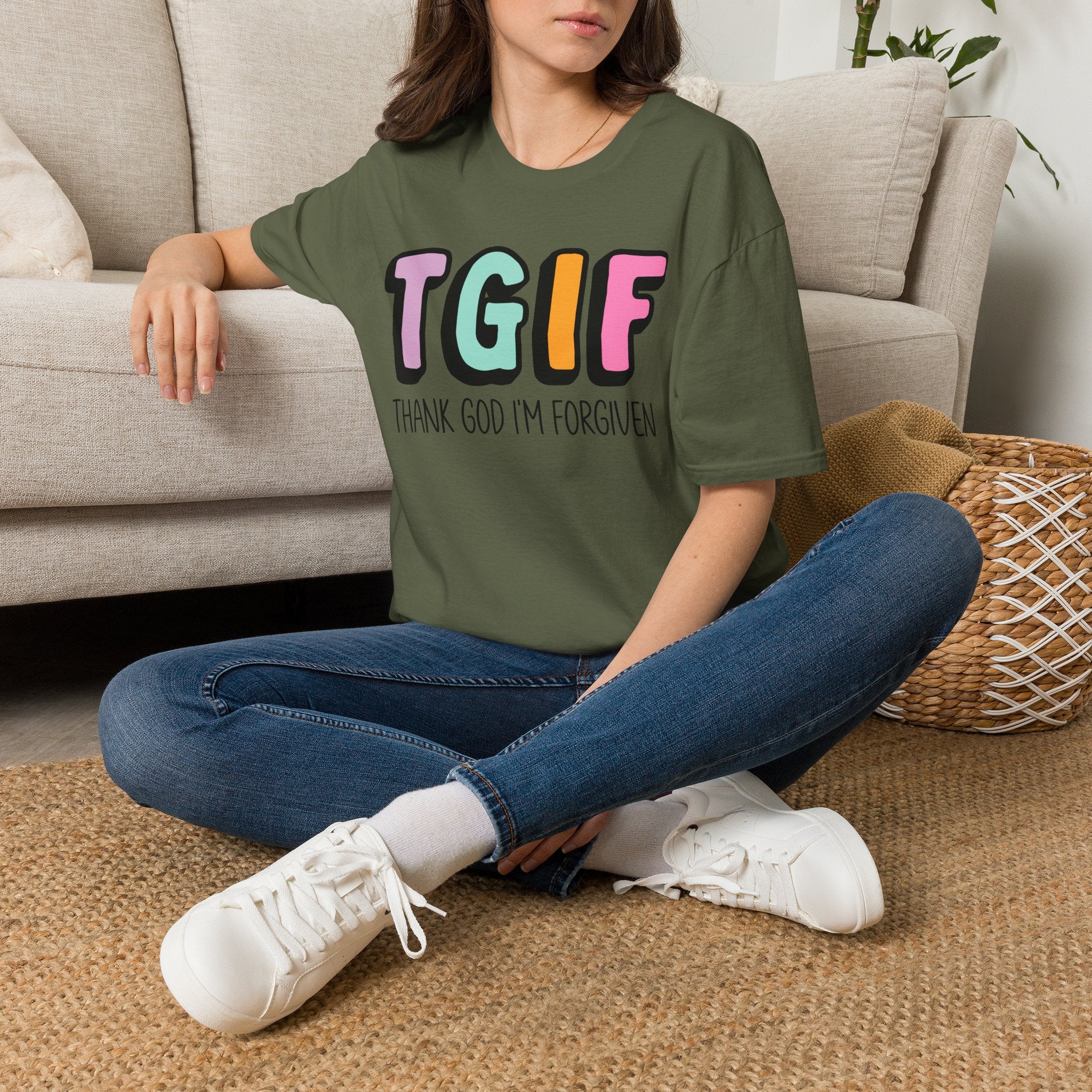 TGIF "Thank God I’m Forgiven" T-Shirt — Colorful Christian Faith Tee