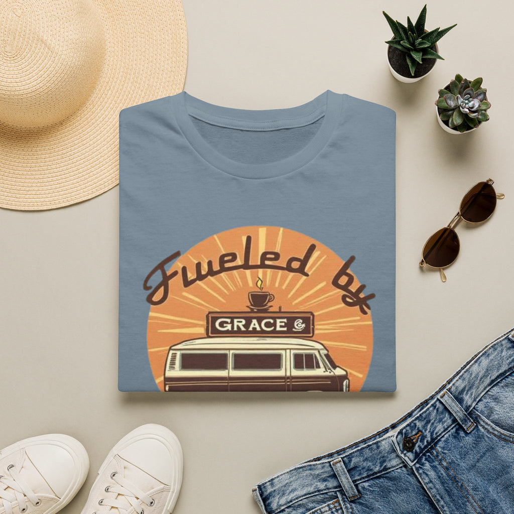 Fueled by Grace & Caffeine Van T-Shirt — Retro Coffee Roadtrip Tee
