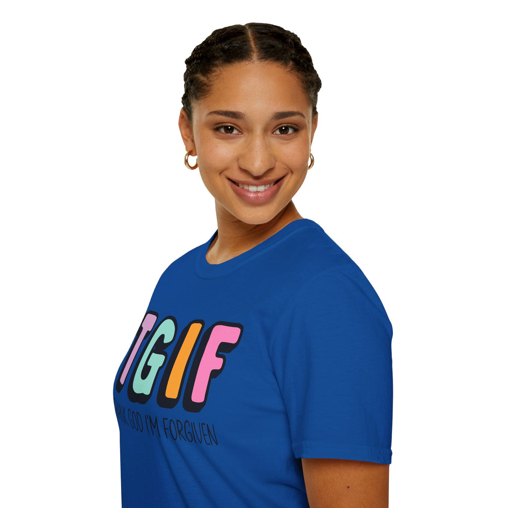 TGIF "Thank God I’m Forgiven" T-Shirt — Colorful Christian Faith Tee