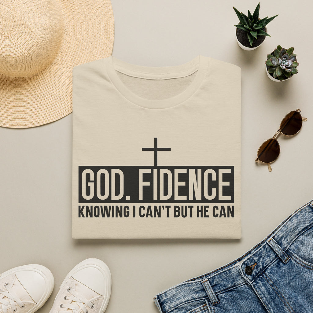 Faith Confidence T-Shirt — "God. Fidence" Christian Inspirational Tee