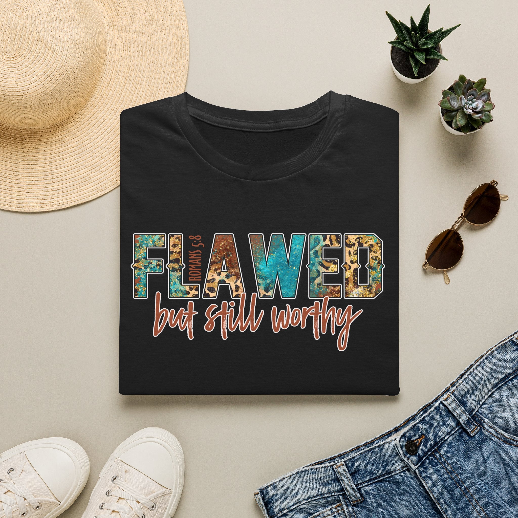 Flawed But Still Worthy T-Shirt – Inspirational Graphic Tee