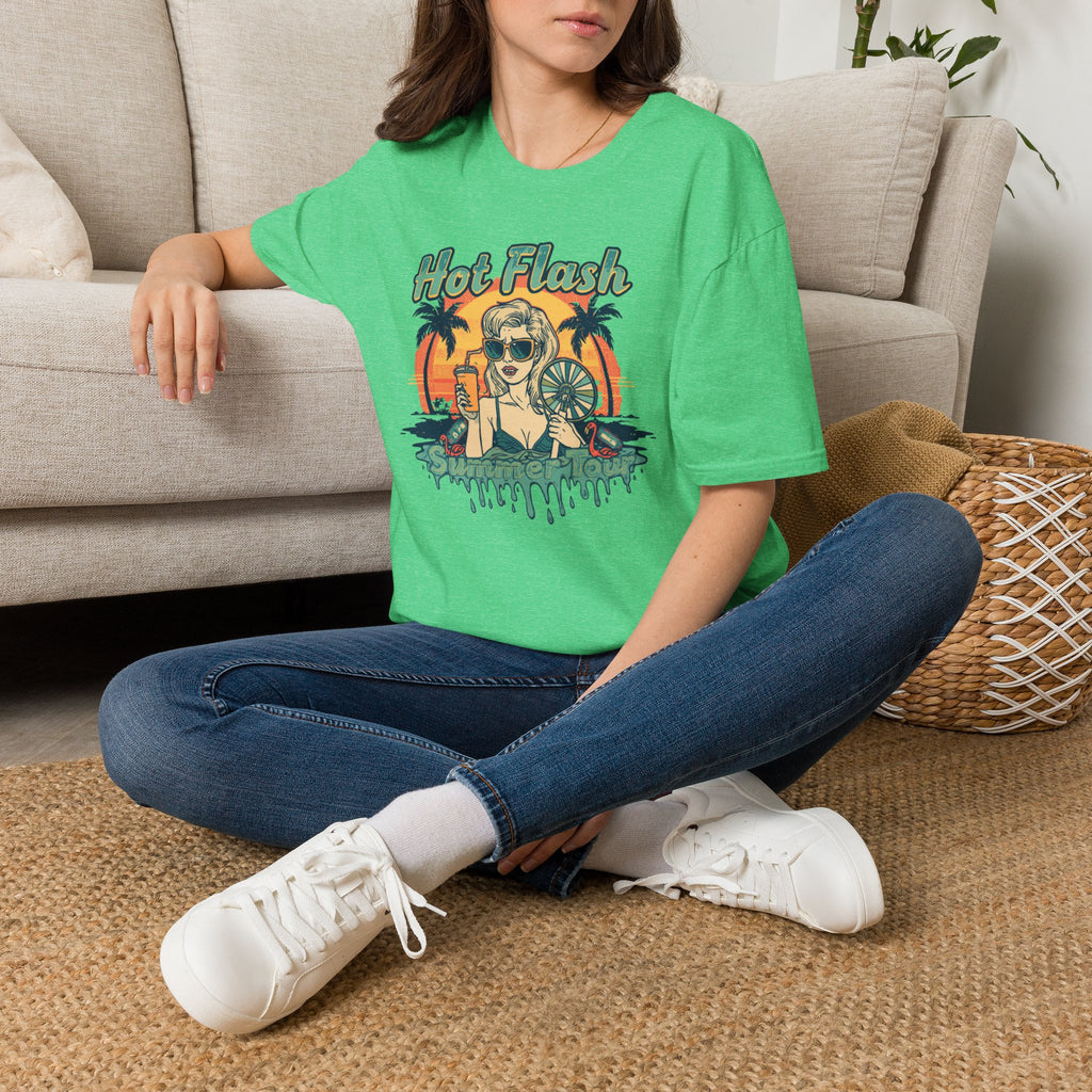 Hot Flash Summer Tour Retro Beach T-Shirt — Funny Menopause Graphic Tee