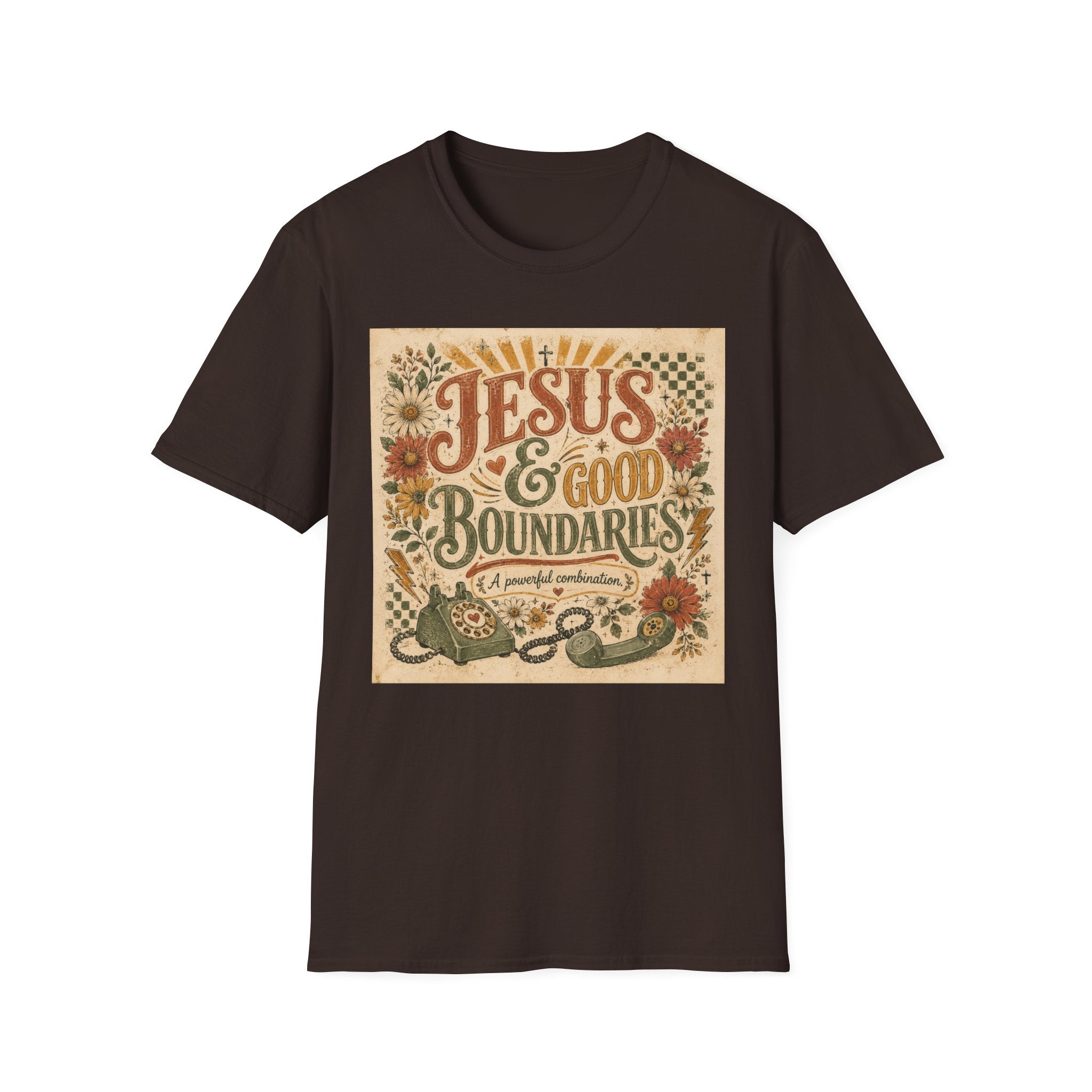 Jesus & Good Boundaries T-Shirt — Christian Faith Tee with Vintage Floral Design