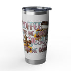 20oz Travel Tumbler — “Coffee Gets Me Through Keeping” Leopard & Coffee Cup Design