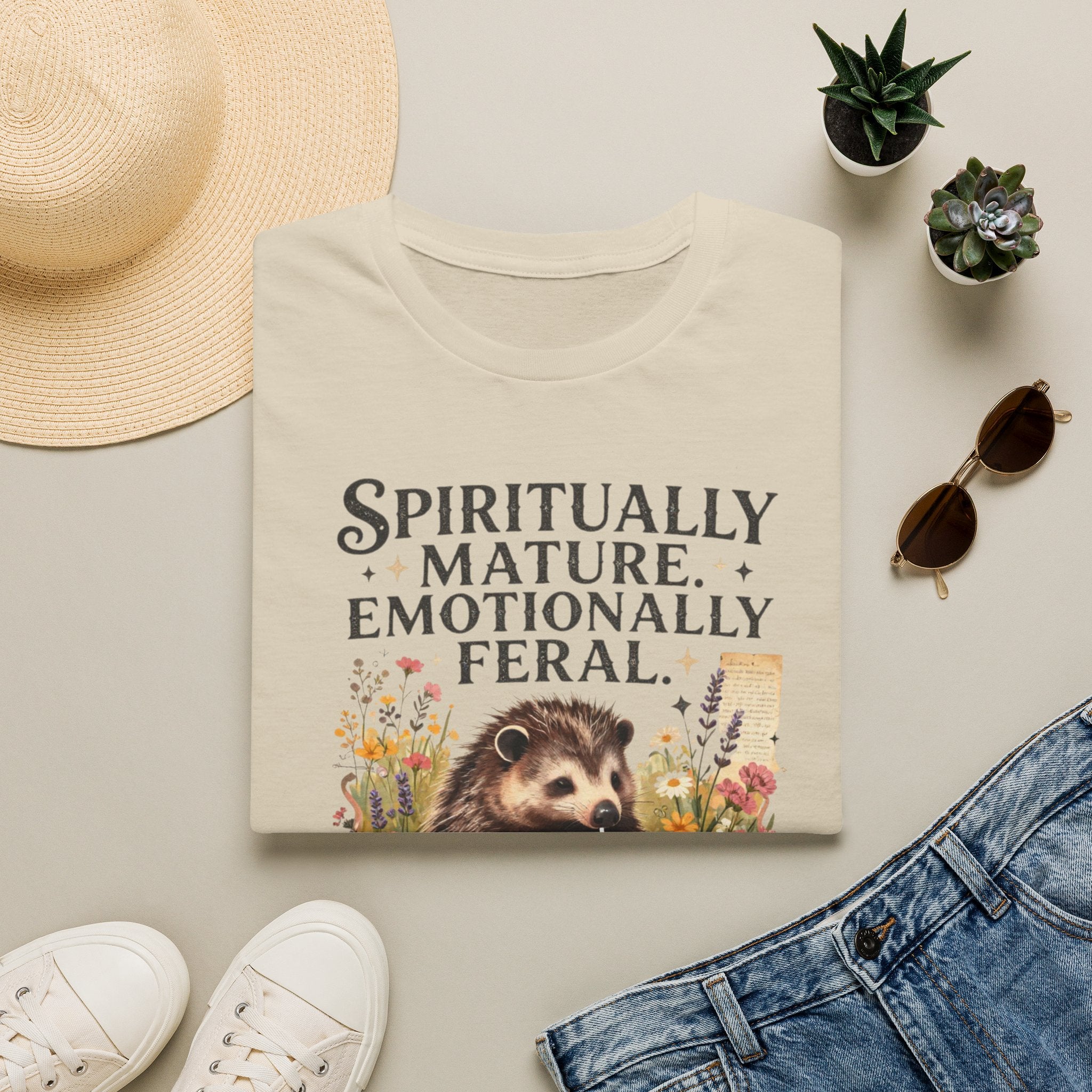 "Spiritually Mature, Emotionally Feral" Hedgehog Graphic Tee