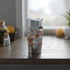 20oz Travel Tumbler — “Coffee Gets Me Through Keeping” Leopard & Coffee Cup Design