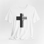 Christian Cross T-Shirt – 'Jesus, Forgiving, Love, Kindness' Word Cloud Tee