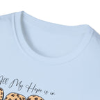 Jesus Leopard Print T-Shirt — "All My Hope Is In Jesus" Floral Faith Tee