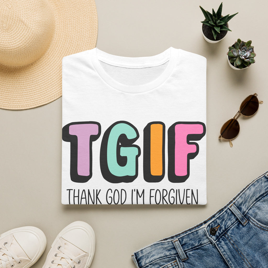 TGIF "Thank God I’m Forgiven" T-Shirt — Colorful Christian Faith Tee