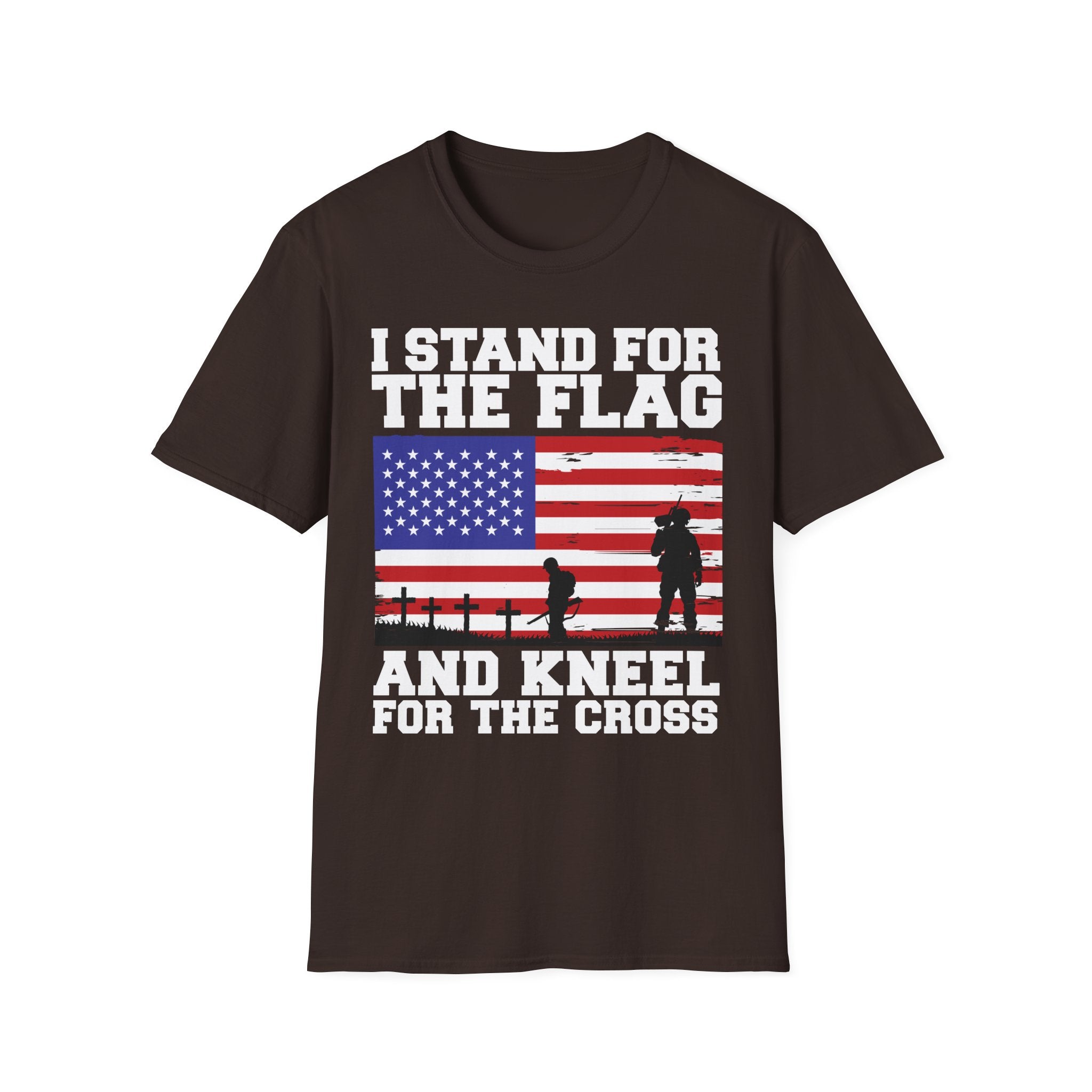 I Stand for the Flag & Kneel for the Cross T-Shirt — Patriotic American Flag Tee