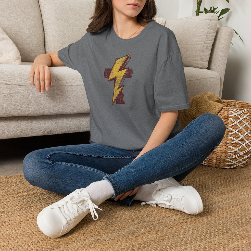 Vintage Lightning Bolt T-Shirt — Retro Distressed Yellow Bolt Tee