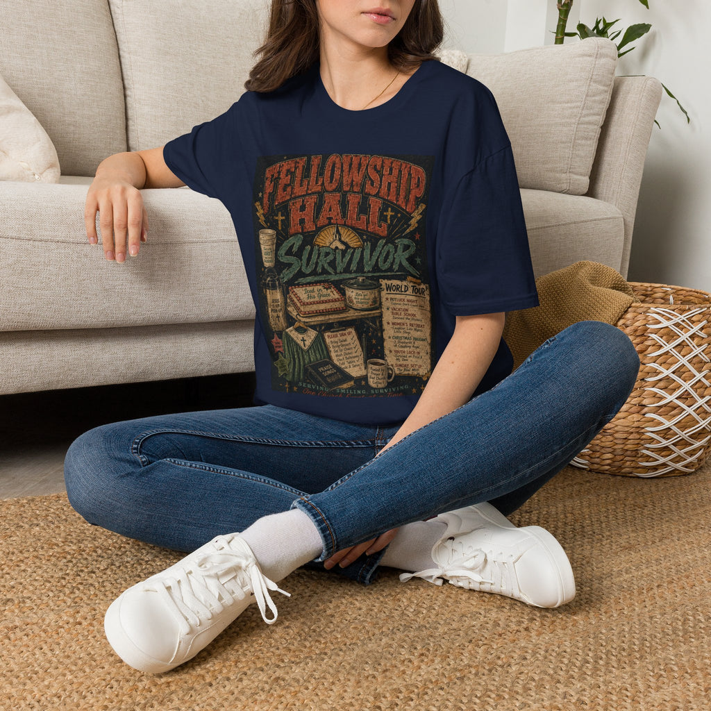Fellowship Hall Survivor | Funny Church Life Graphic T-Shirt