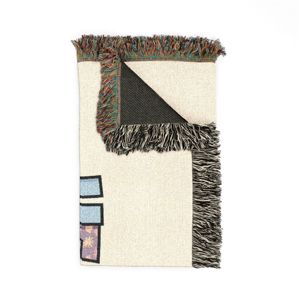 He Is Risen Woven Blanket — Easter Cross Floral Throw