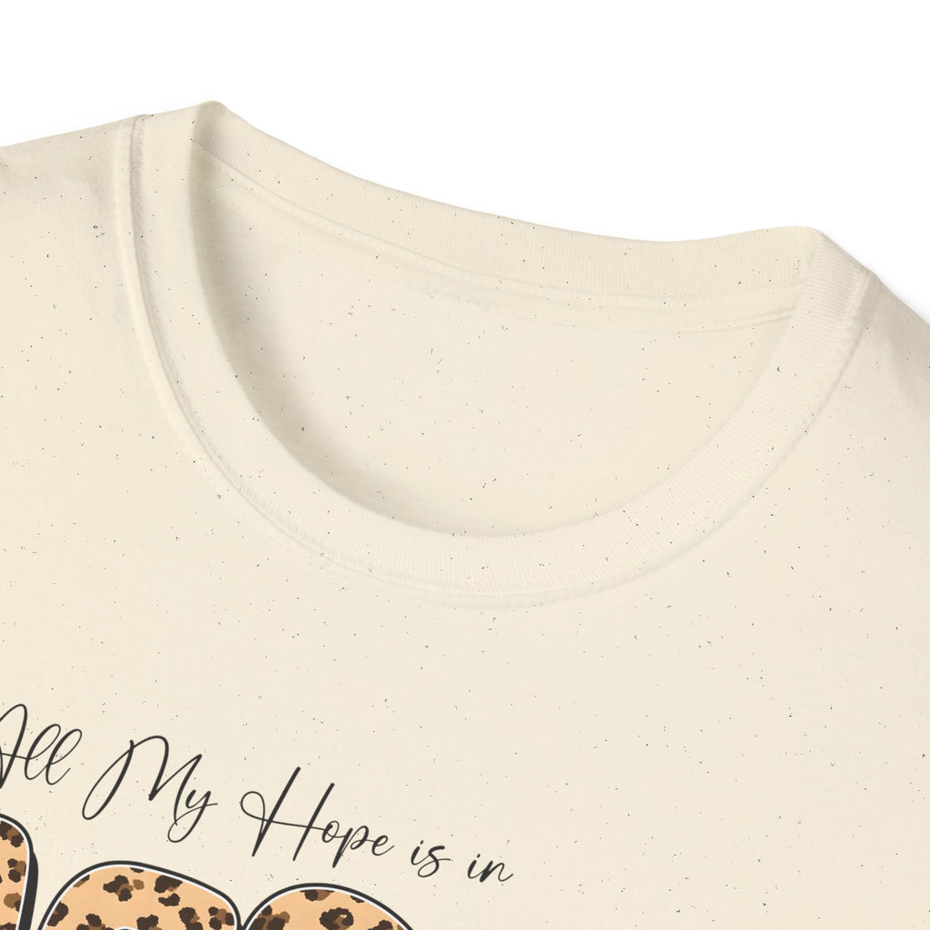 Jesus Leopard Print T-Shirt — "All My Hope Is In Jesus" Floral Faith Tee