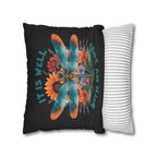 Dragonfly Floral Pillowcase — "It Is Well With My Soul" Decorative Throw Pillow Cover