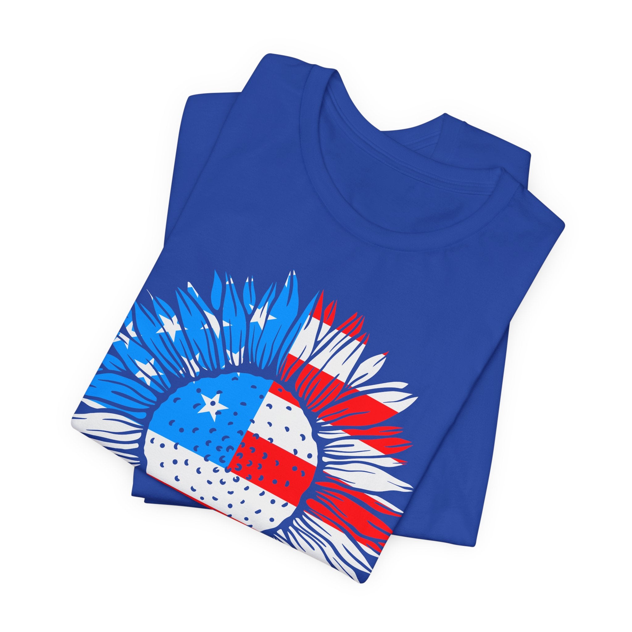American Flag Sunflower T-Shirt — Patriotic USA Floral Tee for 4th of July