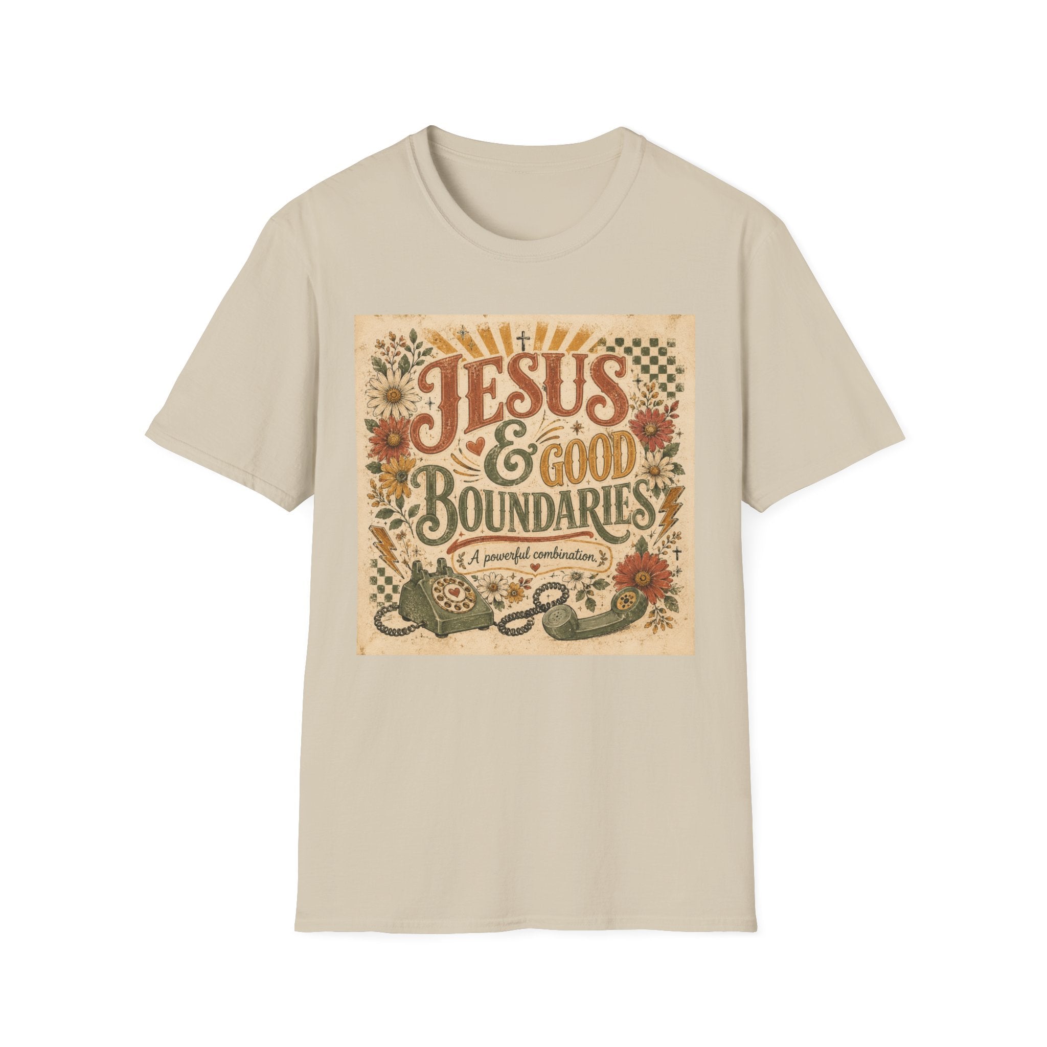 Jesus & Good Boundaries T-Shirt — Christian Faith Tee with Vintage Floral Design