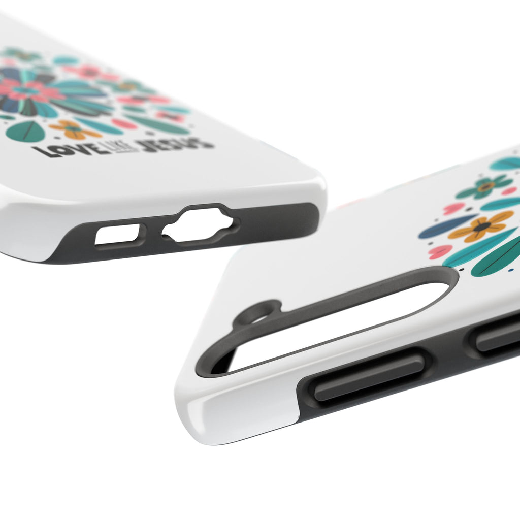 Tough Phone Case — “Love Like Jesus” Floral Christian iPhone Case