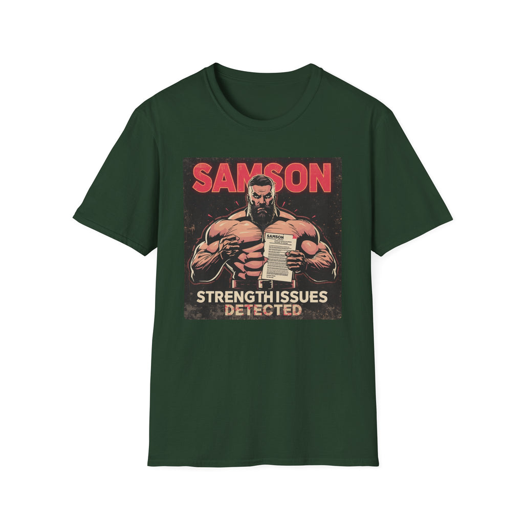 Samson Strength T-Shirt – "Strength Issues Detected" Retro Gym Tee