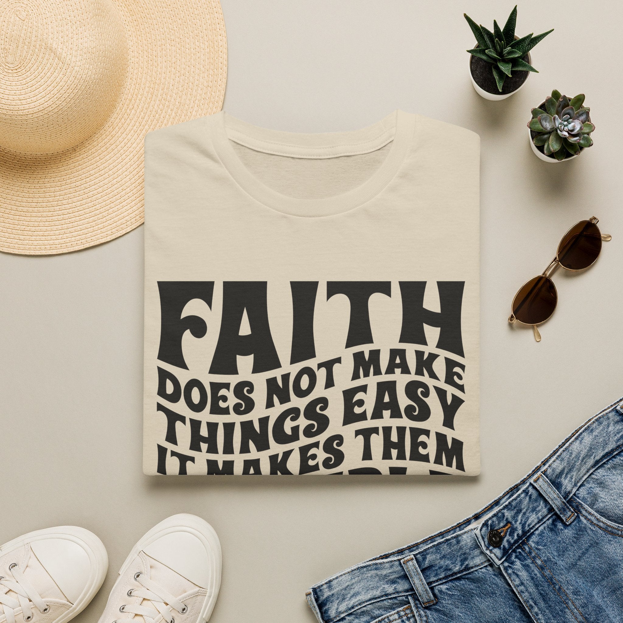 Faith Quote T-Shirt — “Faith does not make things easy, it makes them possible” Inspirational Christian Tee