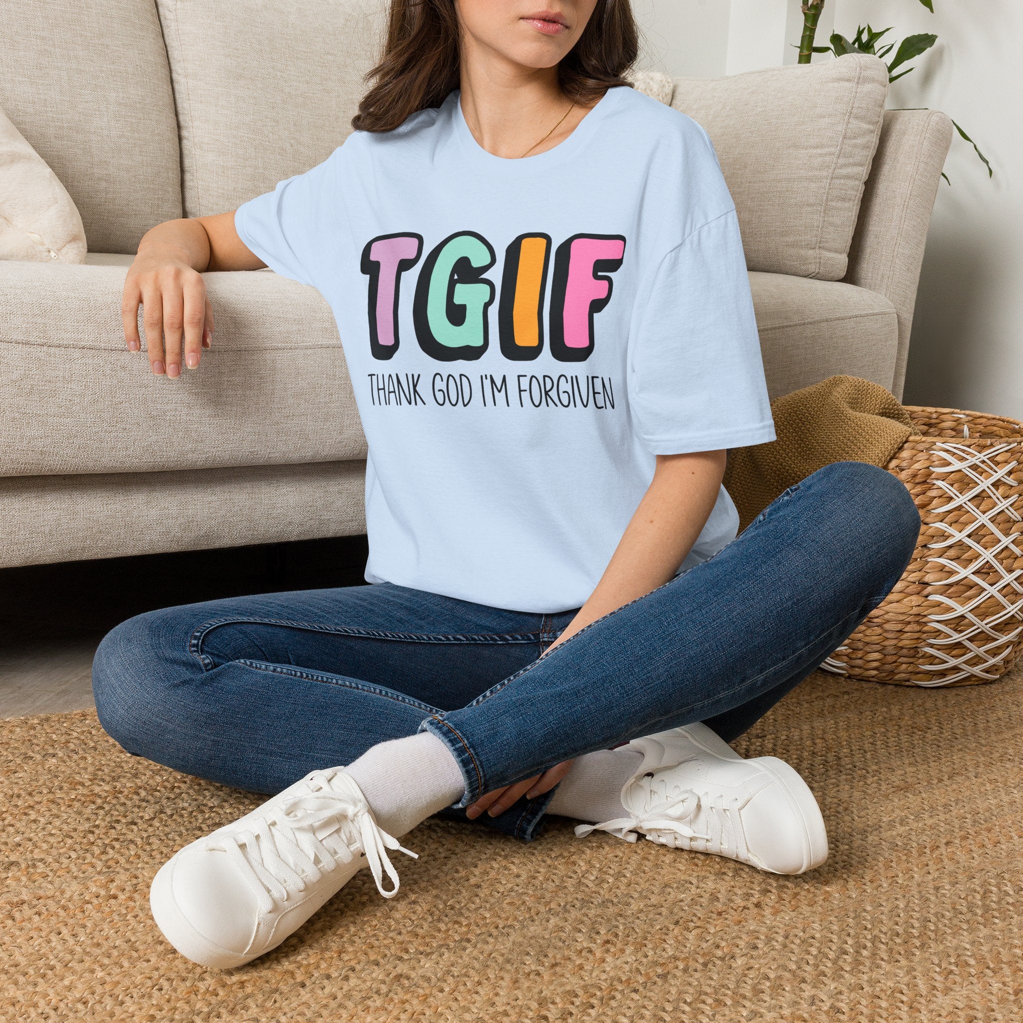 TGIF "Thank God I’m Forgiven" T-Shirt — Colorful Christian Faith Tee