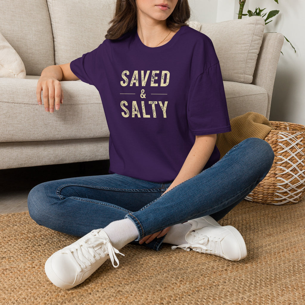 Saved & Salty T‑Shirt — Christian Beachy Faith Graphic Tee
