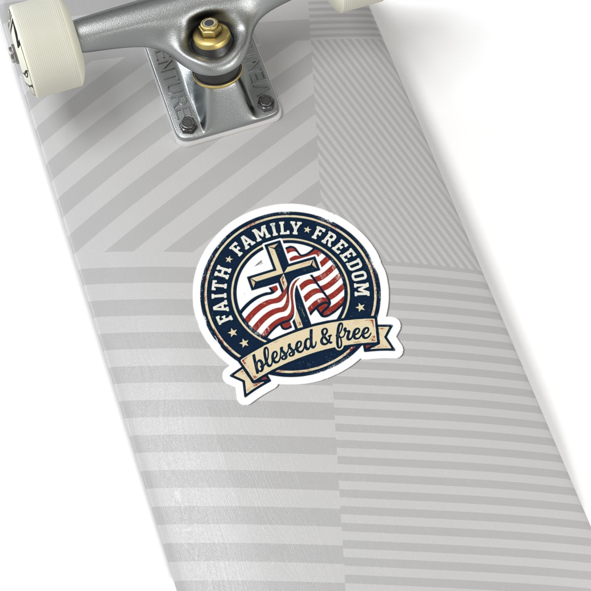Faith Family Freedom 'Blessed & Free' Kiss-Cut Sticker | Patriotic, Vintage Americana
