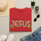 Jesus Leopard Print T-Shirt — "All My Hope Is In Jesus" Floral Faith Tee