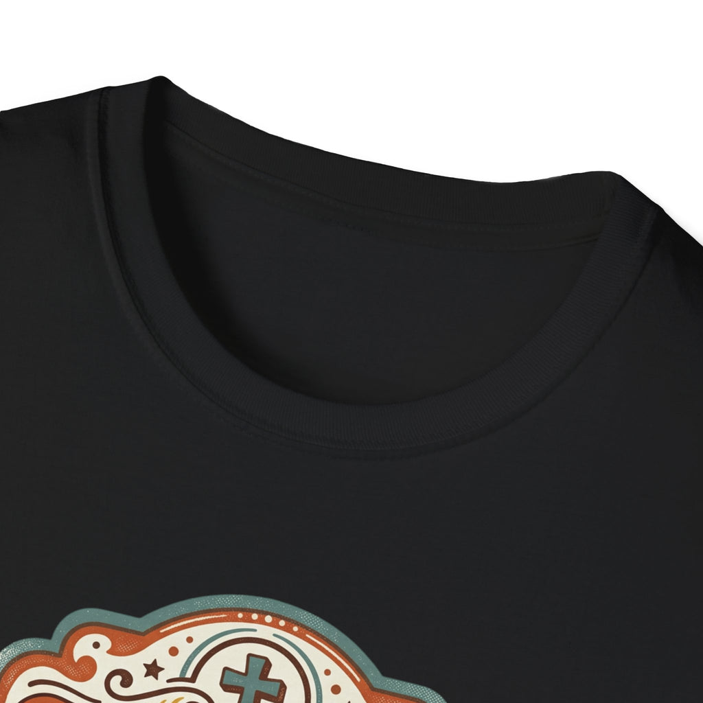 Christian T-Shirt — "Jesus Saves" Vintage Script Faith Tee