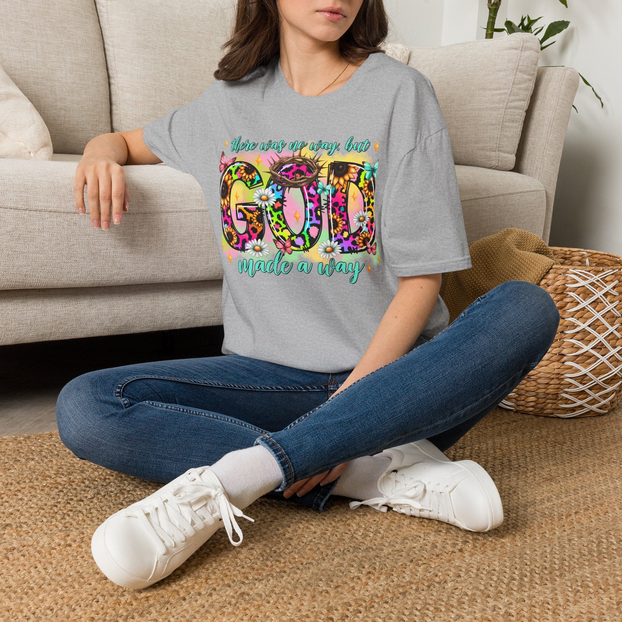 Floral 'God Made a Way' Christian Graphic T-Shirt