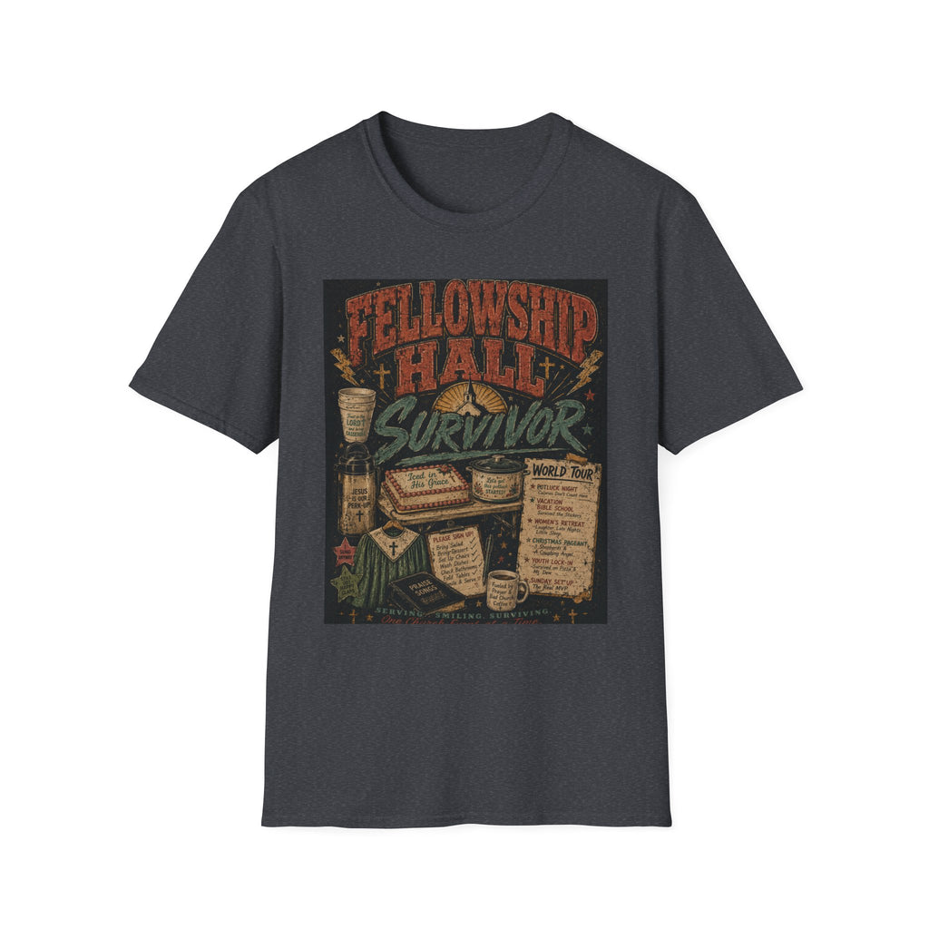 Fellowship Hall Survivor | Funny Church Life Graphic T-Shirt