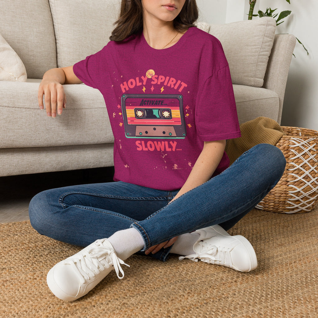 Holy Spirit Activate Slowly T-Shirt — Retro Cassette Christian Tee